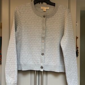 Michael Kors Light Gray Textured Button-Front Cardigan